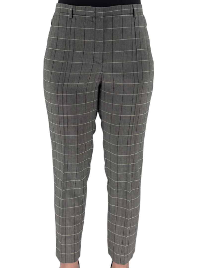 A-K-R-I-S Punto Grey Windowpane Wool Pantsuit – Jacket Size 8, Pants Size 10