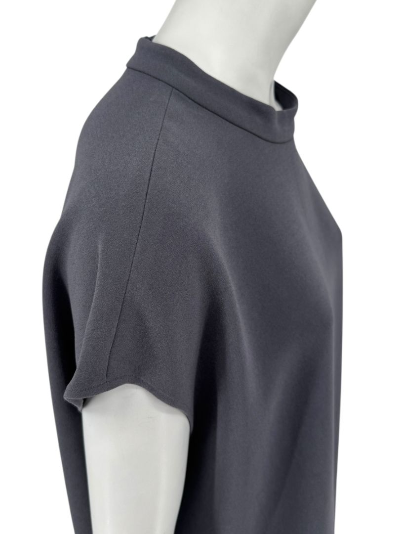 Tibi Charcoal Cap-Sleeve Mock Neck Top – Size L