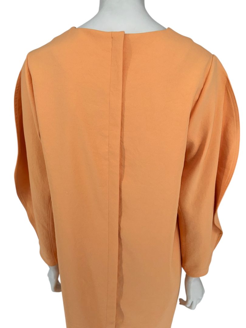 Tibi Apricot Sculpted Sleeve Shift Dress – Size 8