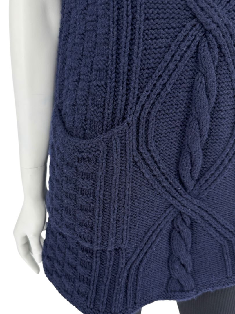 HANIA by Anya Cole Navy Hand-Knit Cable Vest – O/S