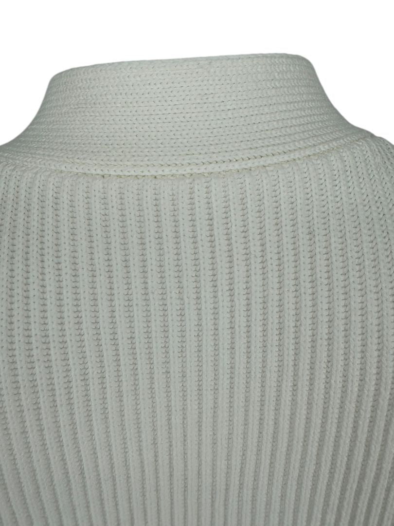 Max Mara White Knit Sleeveless Swim Cover-Up with Beaded Side Ties – Size M