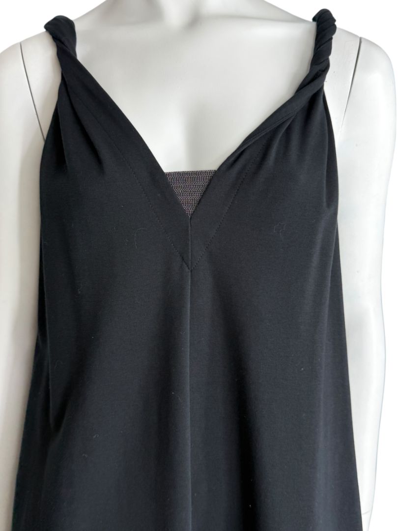 Brunello Cucinelli Black Twisted Strap Maxi Dress with Monili Detail – Size M