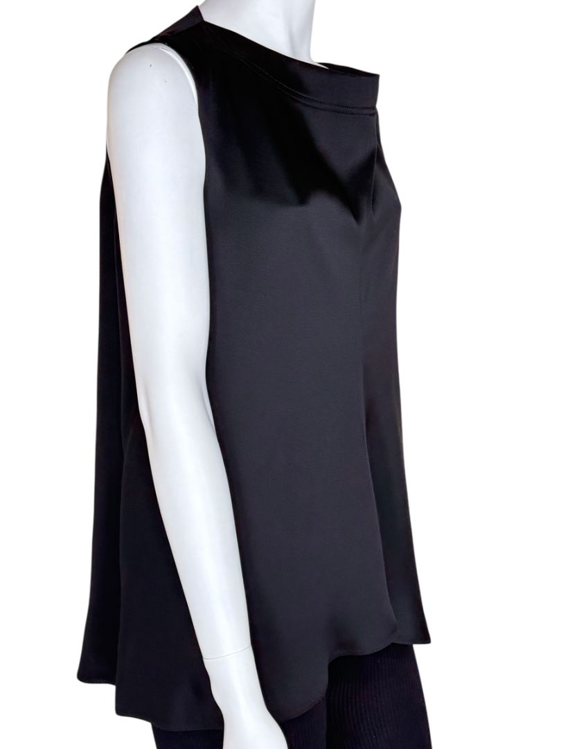Celine Black 100% Silk Sleeveless Tunic Top - Size 42 FR