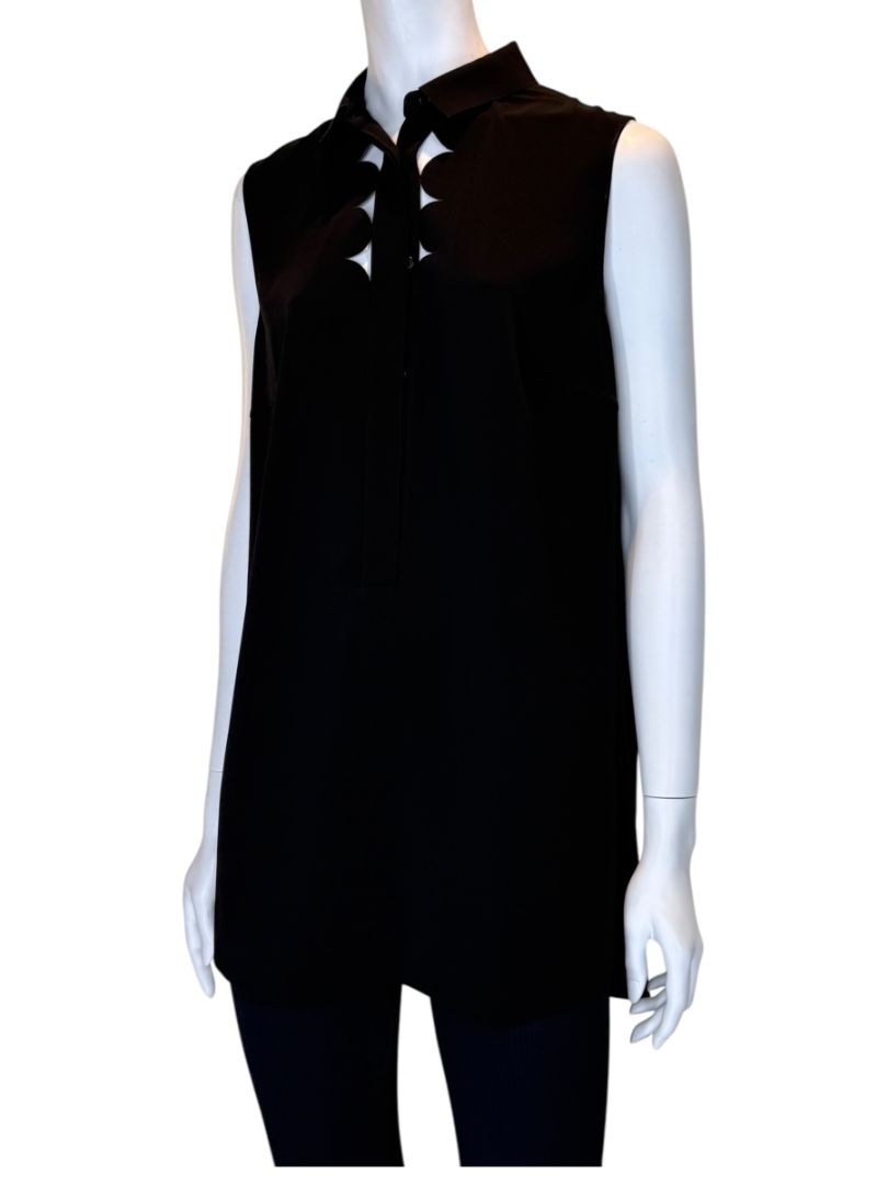 Akris Punto Black Sleeveless Scalloped Detail Tunic Top – Size 10