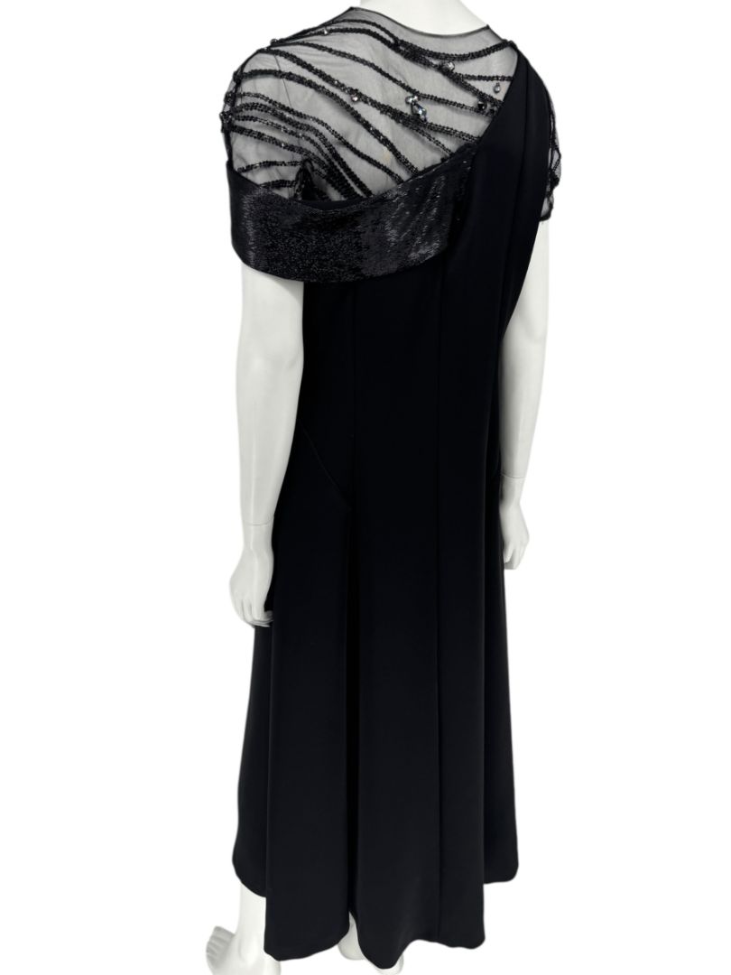 Pamella Roland Black Beaded Illusion Gown – See Measurements – Large