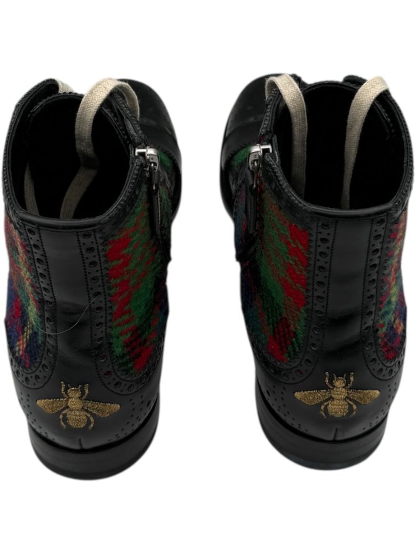 Gucci Tartan Wool & Leather Buckle Combat Boots – Men’s Size 6 (EU 40)