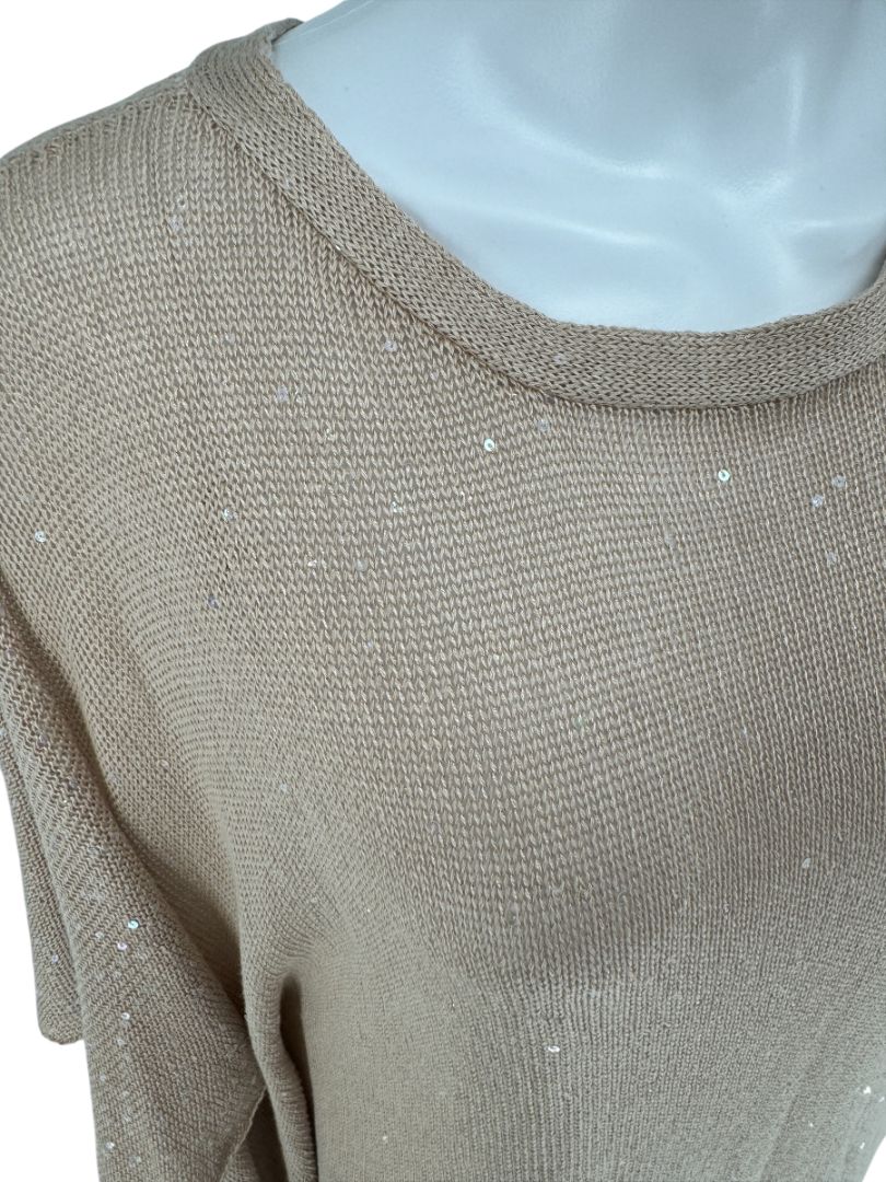 Brunello Cucinelli Linen-Silk Asymmetric Sequin Sweater – Size L