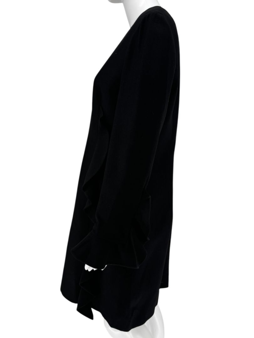 Valentino Black Crepe Ruffle Cuff Dress - Size 10