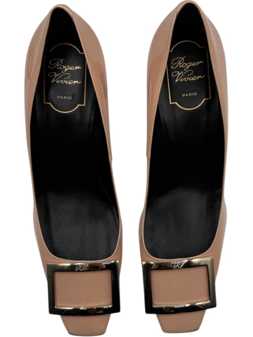 Roger Vivier Belle Vivier Patent Leather Pumps in Nude – Size 39.5