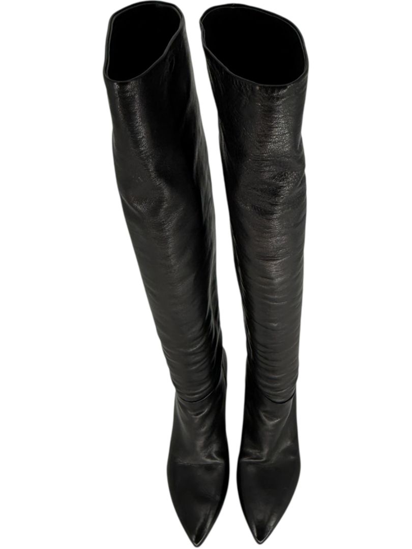 Prada Black Leather Knee-High Boots – Size 39.5
