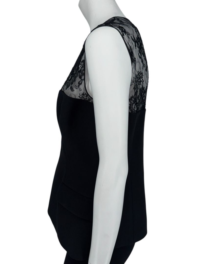 Christian Dior Black Lace-Trim Sleeveless Top – Size FR 44 (US 12)