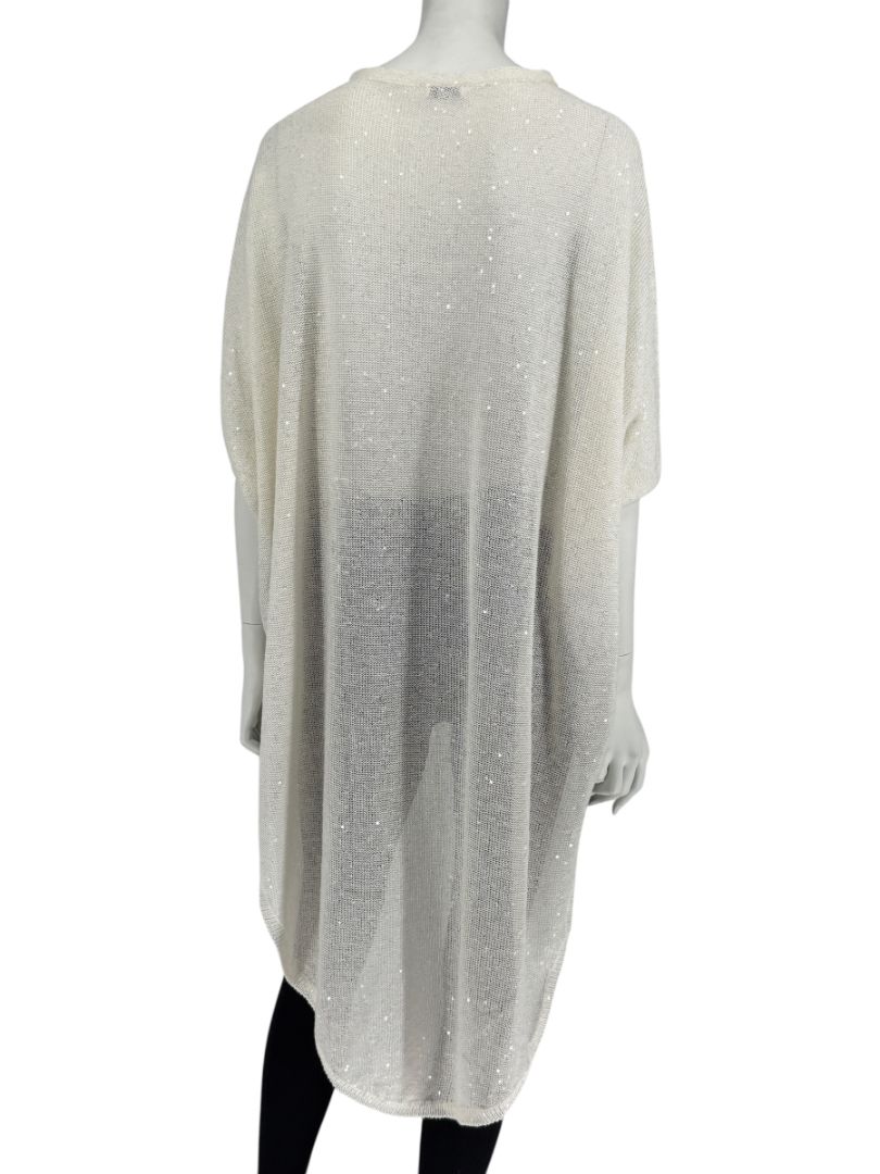 Brunello Cucinelli Ivory Hi-Low Sequin Knit Tunic – Size L
