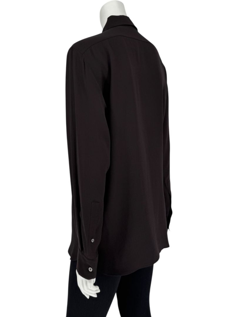 The Row Black Silk Button-Front Shirt – Size XS