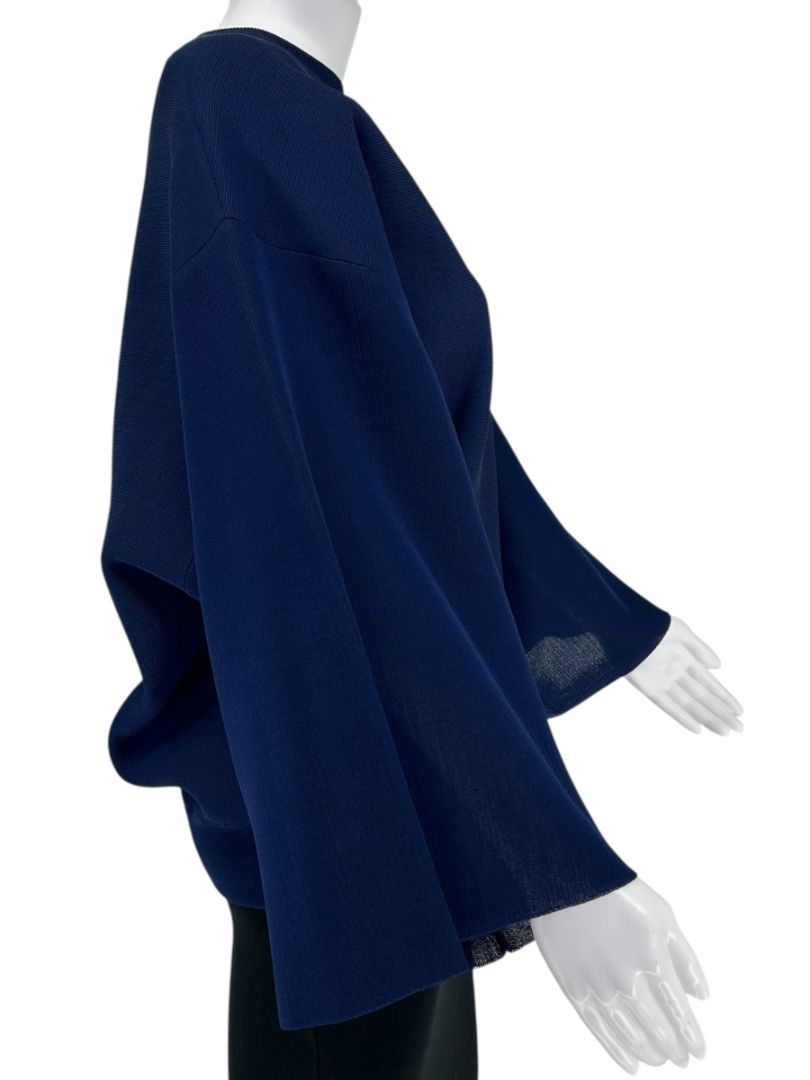Givenchy Navy Draped Sleeve Silk-Blend Sweater – Size L