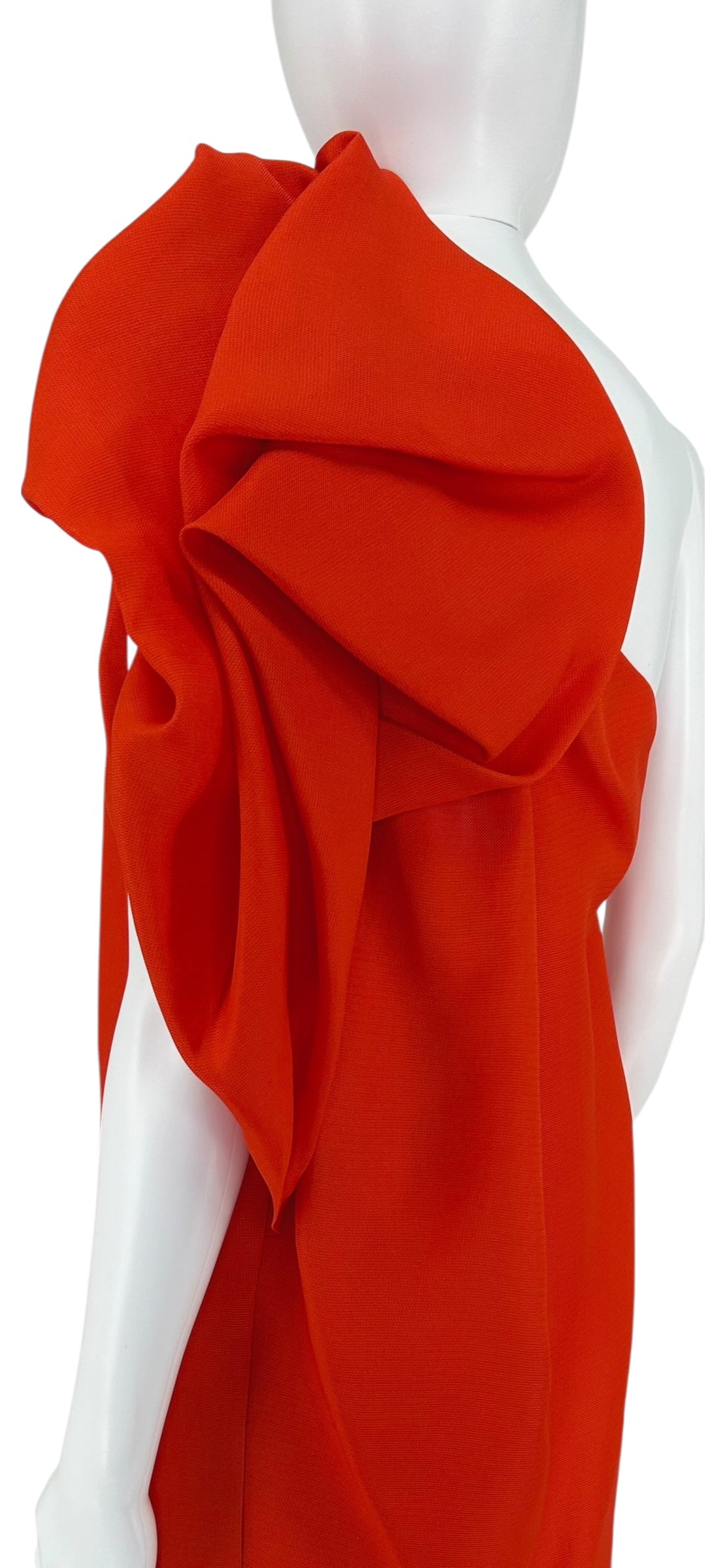 Lanvin 2009 Sculptural One-Shoulder Red Silk Dress – Large