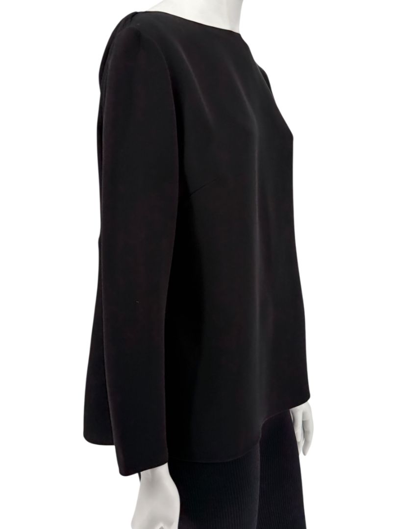 Valentino Black Draped Back Long Sleeve Blouse – Size 10 (IT 46)