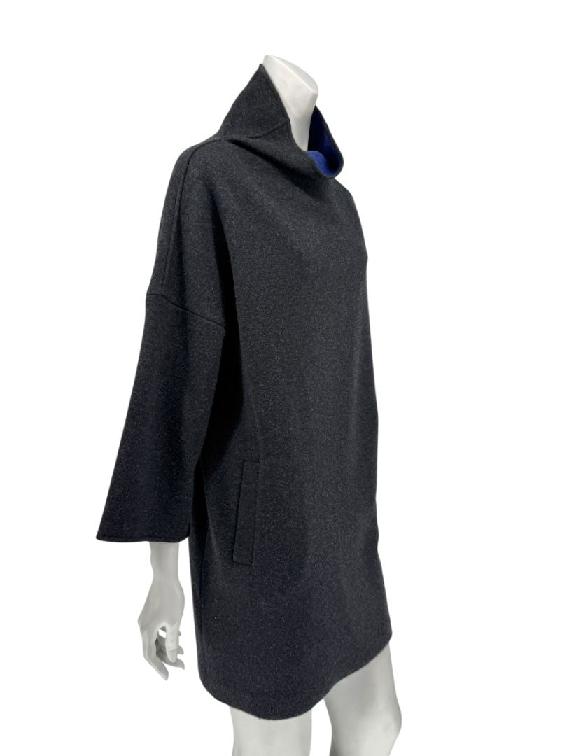 Loro Piana Charcoal Grey Reversible Wool-Cashmere Tunic Dress – Size S