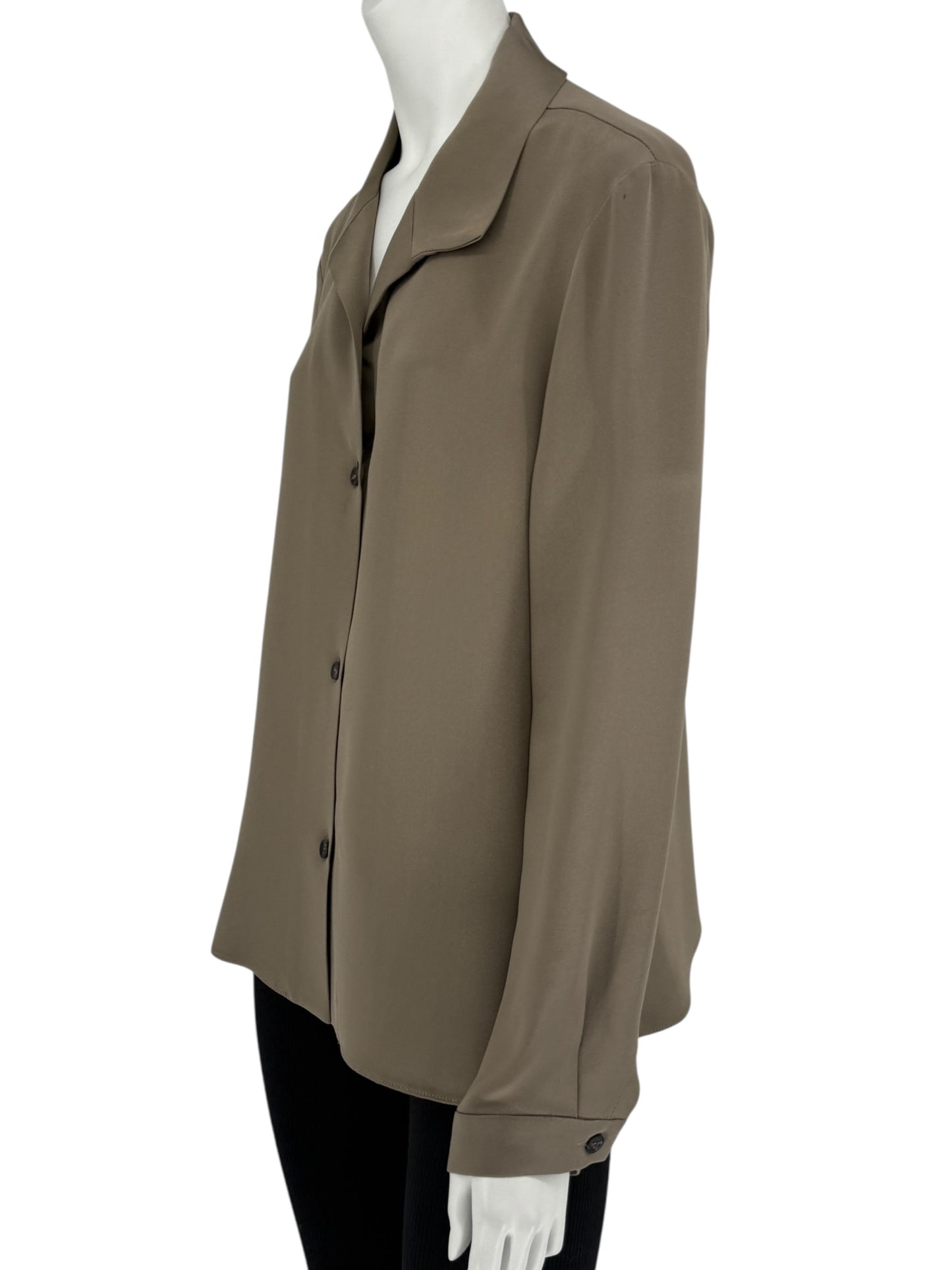Peter Cohen Taupe Silk Convertible Collar Blouse – Size L