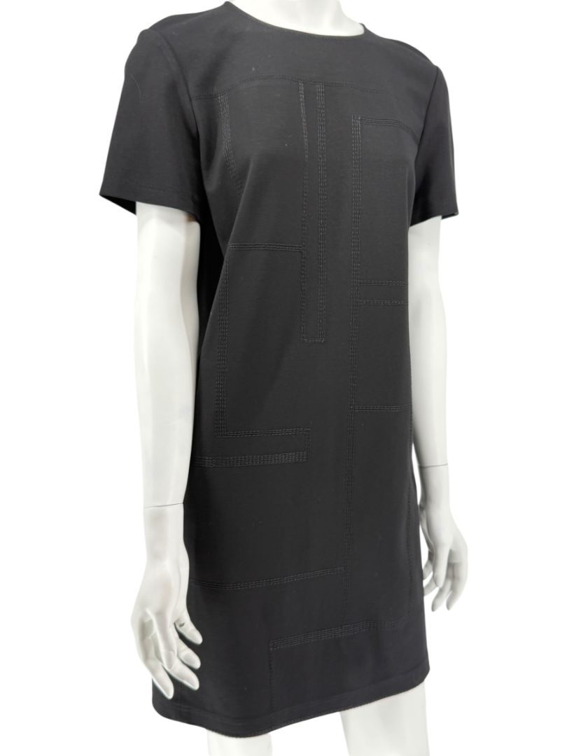 Lafayette 148 Black Textured Knit Shift Dress - Size M