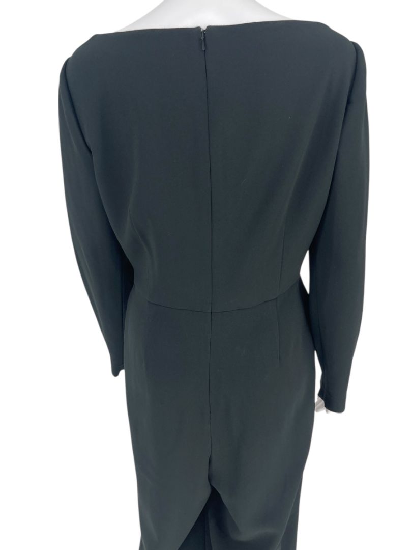 Pamella Roland Black Crepe Long Sleeve Jumpsuit – Size: Large