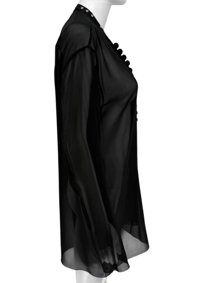 Maison Margiela Sheer Black Button-Front Blouse/Cover-Up – IT 42