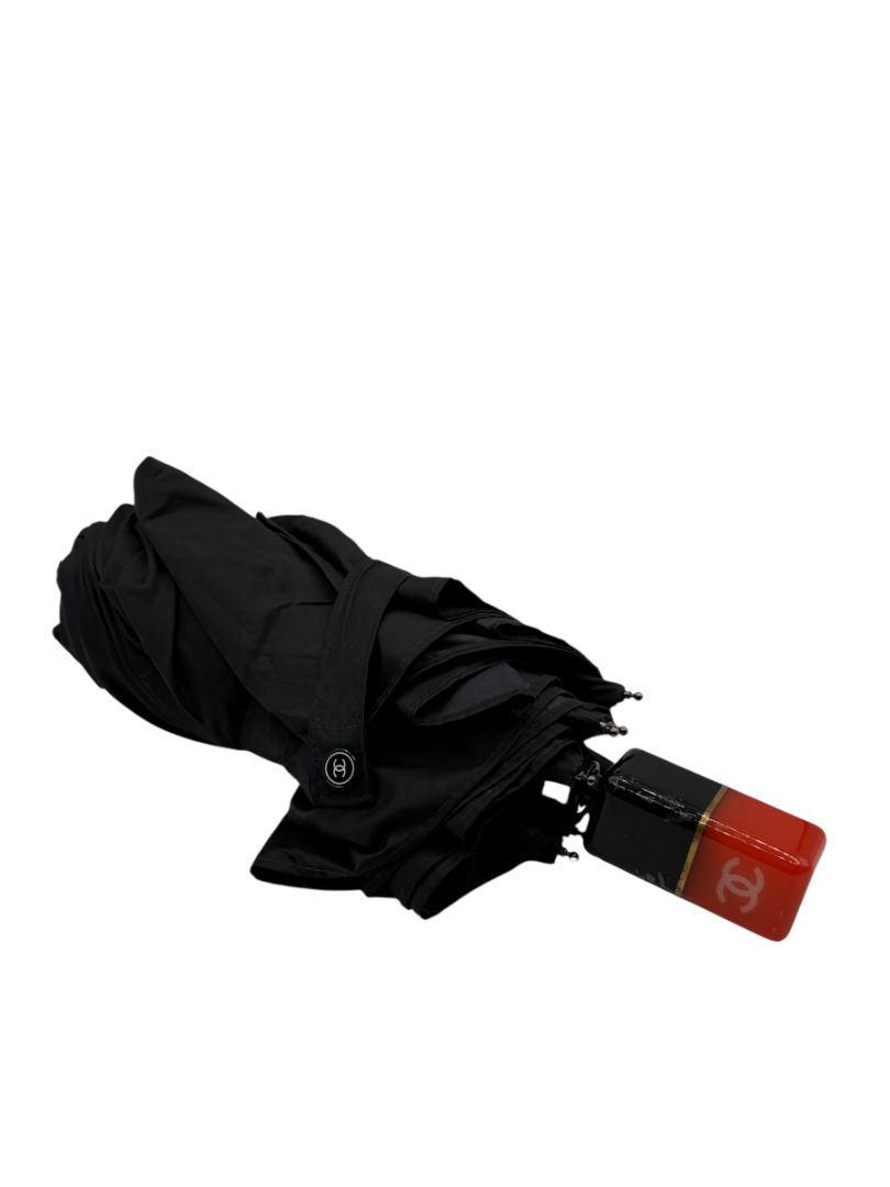 Chanel Vintage Black Umbrella with Nail Polish Bottle Handle – One Size