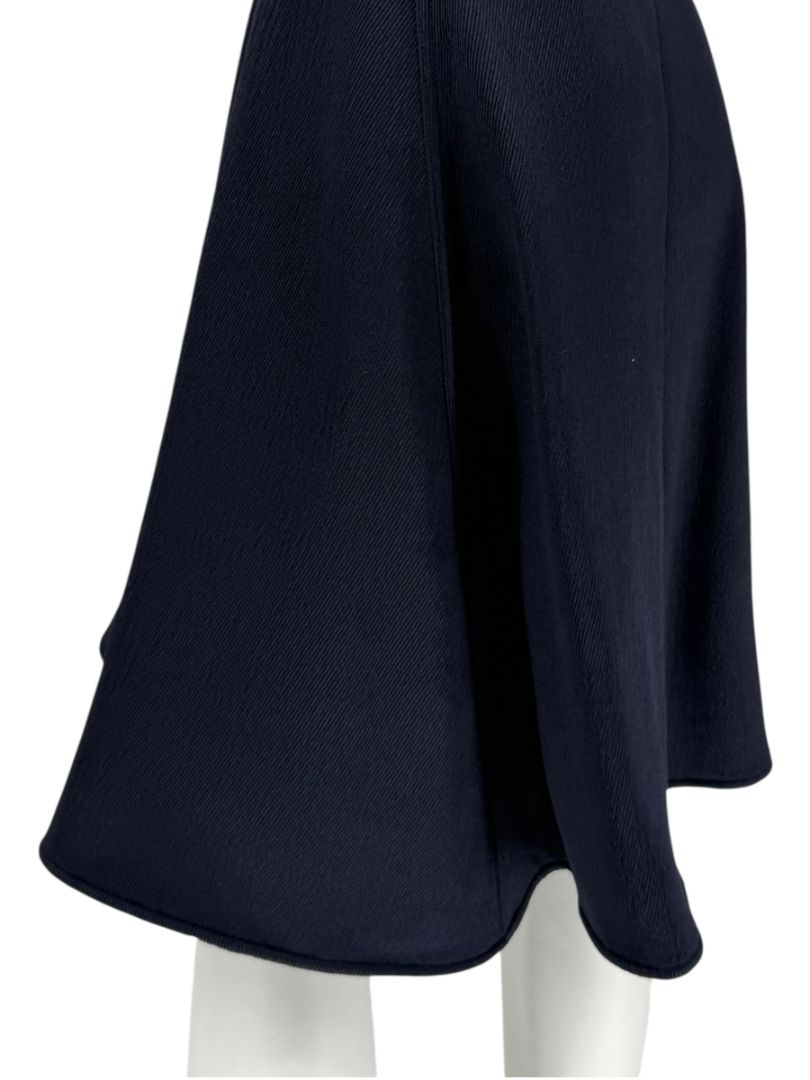 Pamella Roland Navy A-Line Skirt with Sculptural Hem - Large