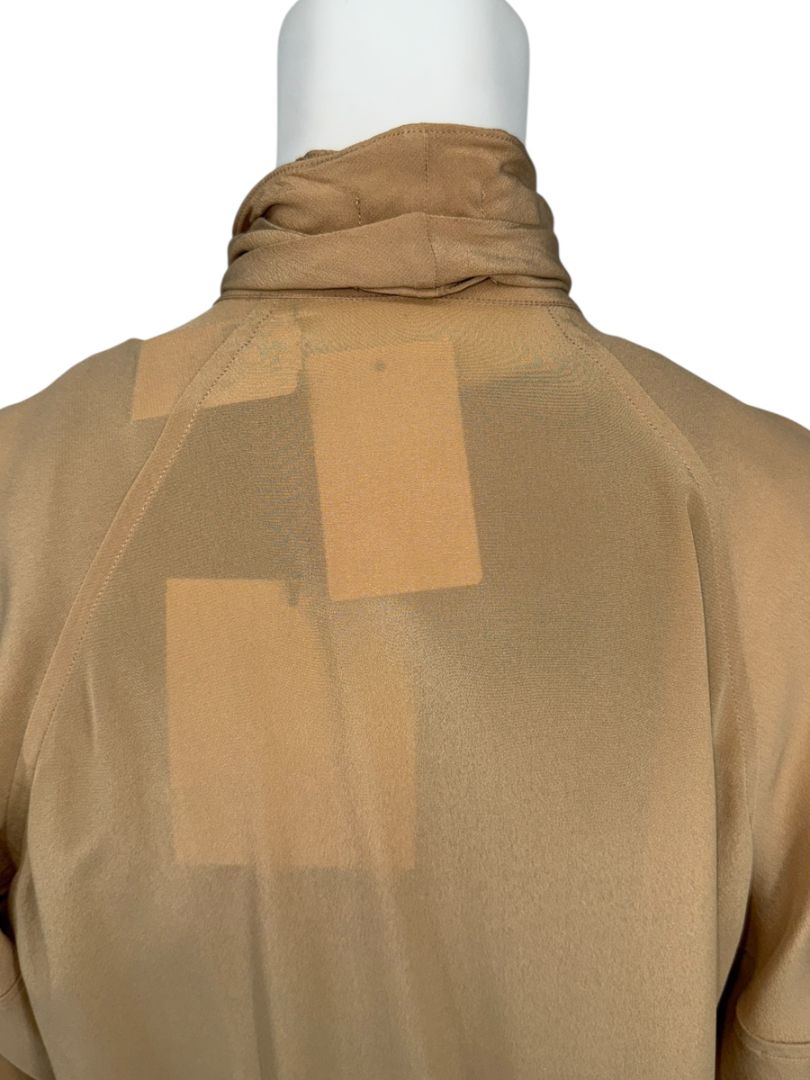 NWT Victoria Beckham Camel Silk Tie-Neck Blouse – Size US 6