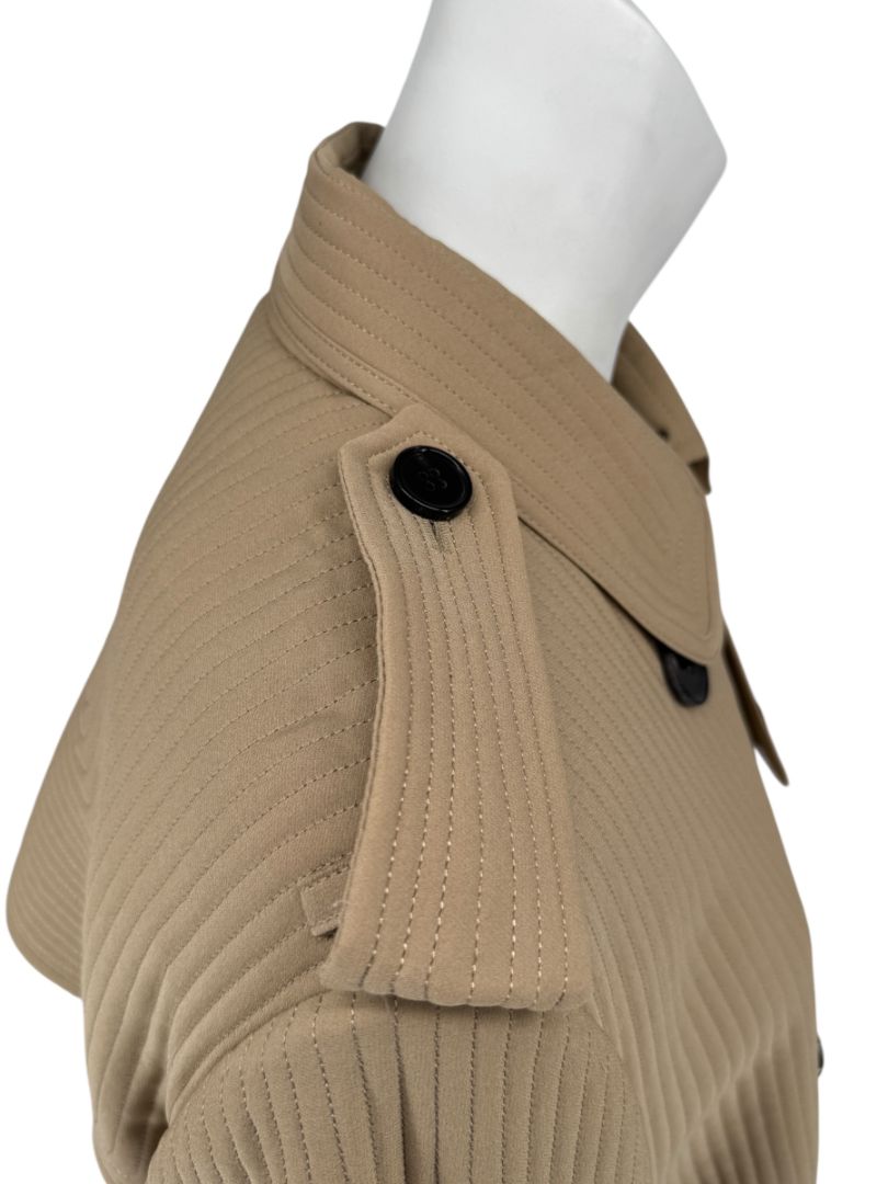 Valentino Camel Quilted Longline Trench Coat – Size IT 44 / US 10