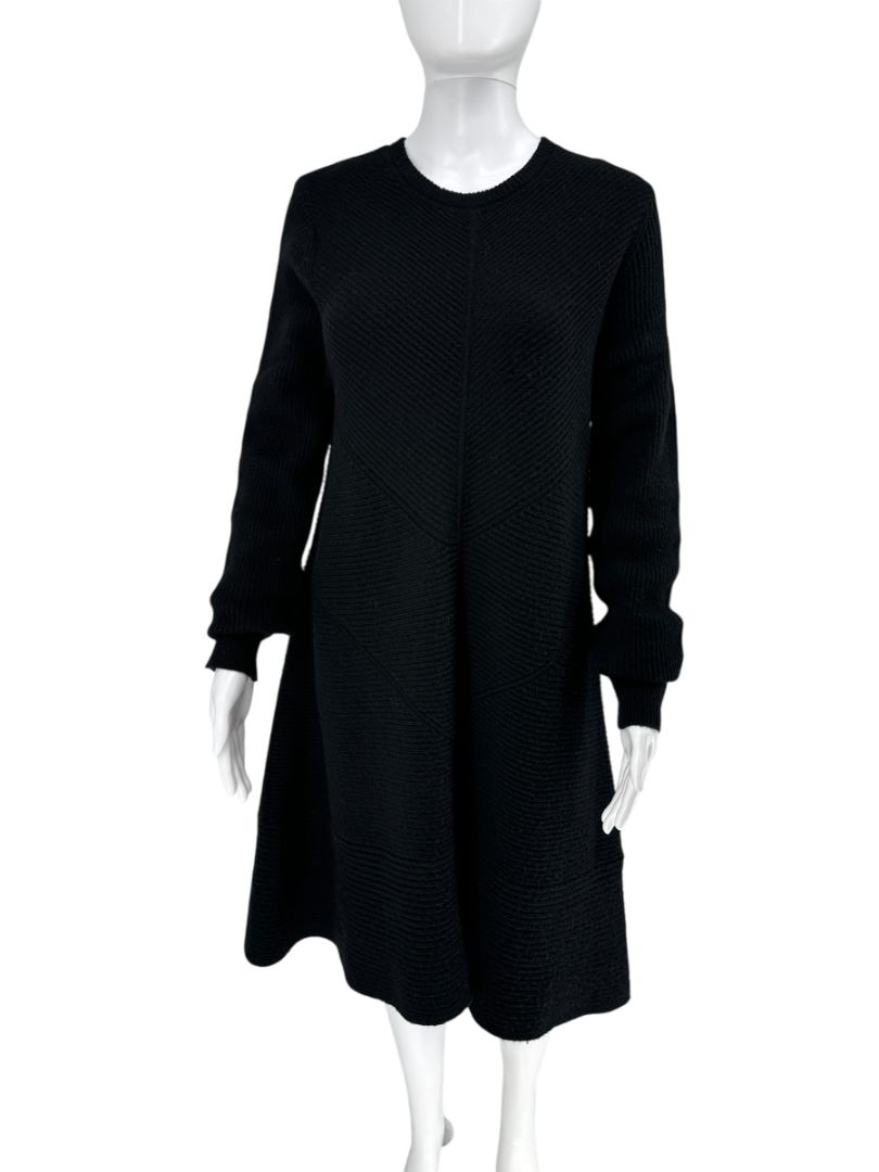 Proenza Schouler Black Wool & Cashmere Ribbed Knit Dress – Size S