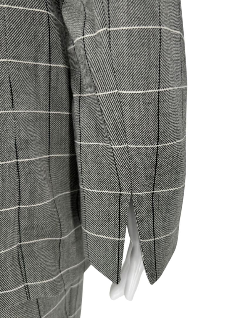 A-K-R-I-S Punto Grey Windowpane Wool Pantsuit – Jacket Size 8, Pants Size 10