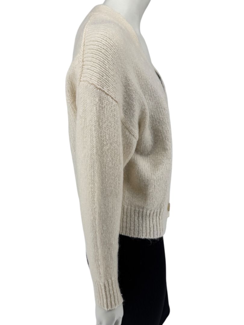 Allude Cream Mohair Blend Button-Front Cardigan – Size M