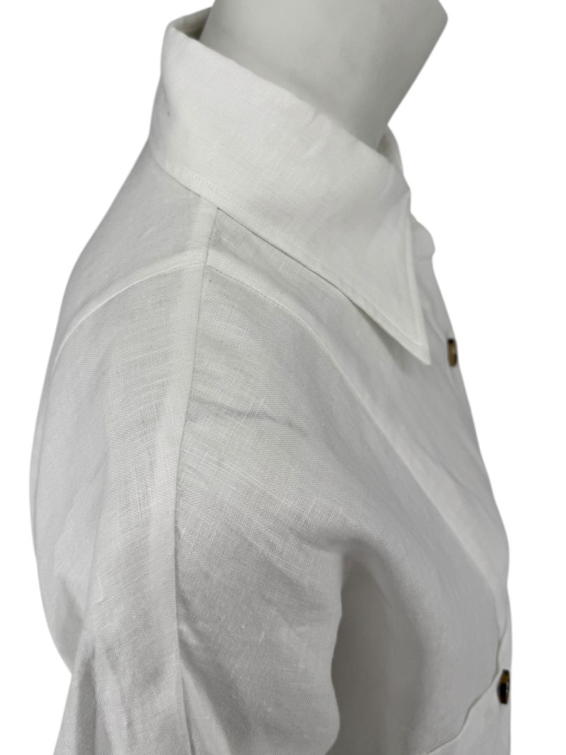 WOERA White Linen Button-Up Shirt – Size M