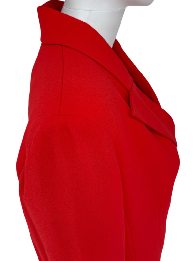 Pamella Roland Red Crystal-Embellished Double-Breasted Pant Suit – Large