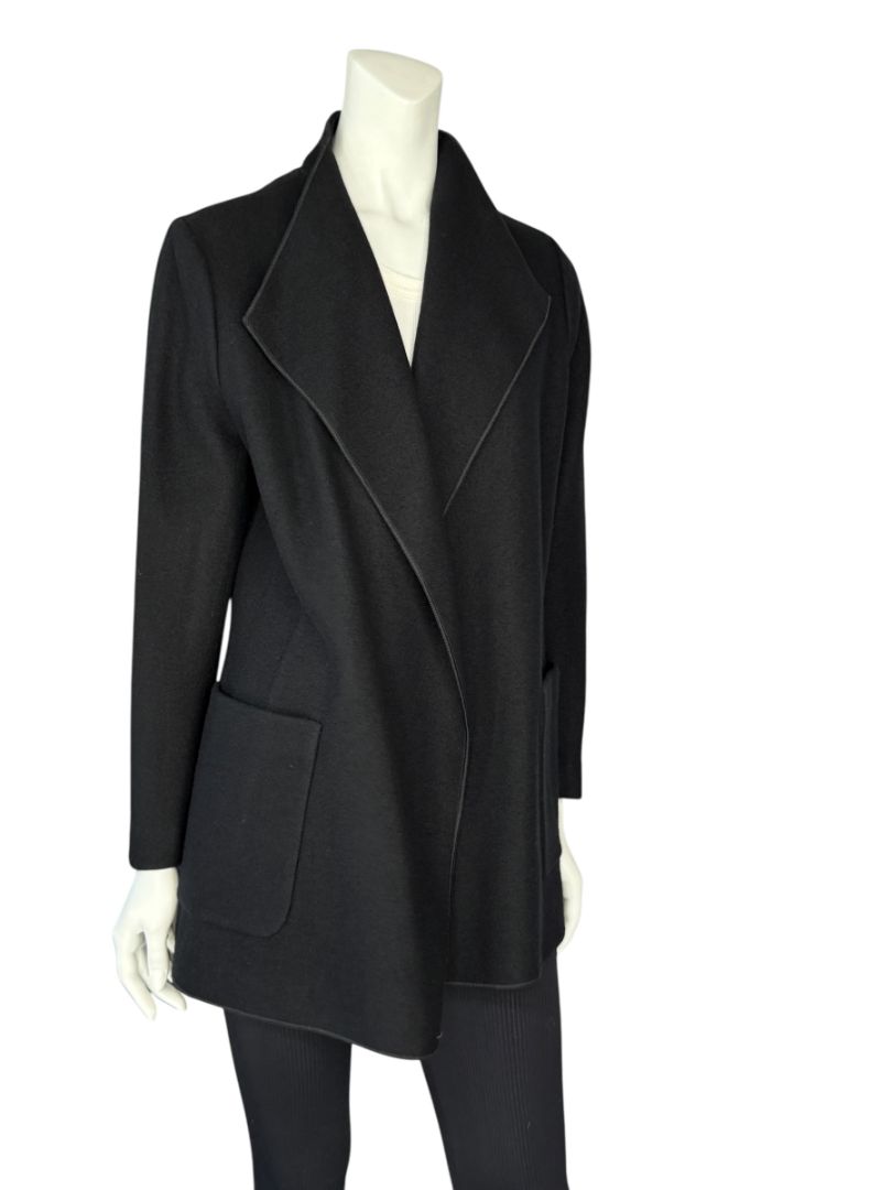 NWT Agnona Black 100% Cashmere Open-Front Coat – Size IT 46 / US 10