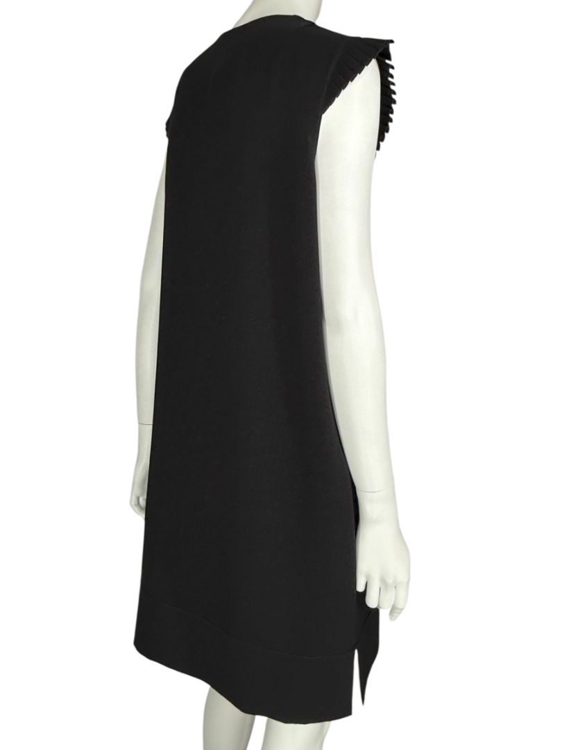 Akris Punto Black Sleeveless Pleated Trim Shift Dress – Size 10