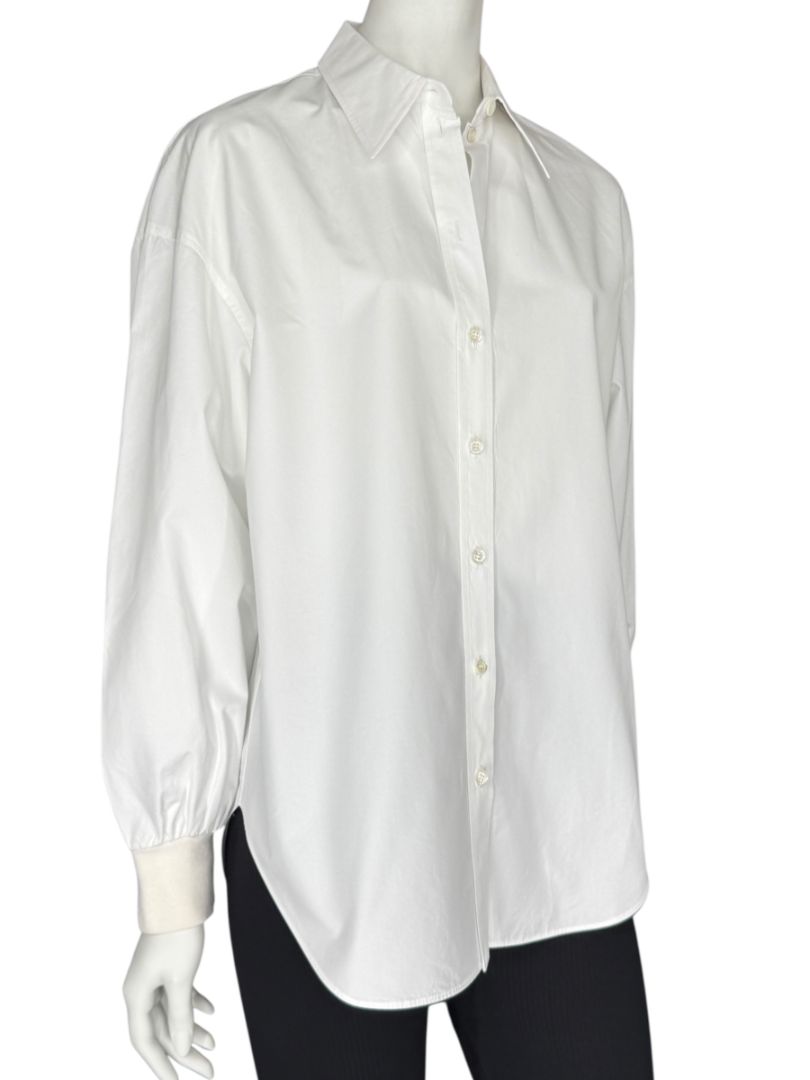 Alexander McQueen White Cotton Shirt with Balloon Sleeves – Size IT 38