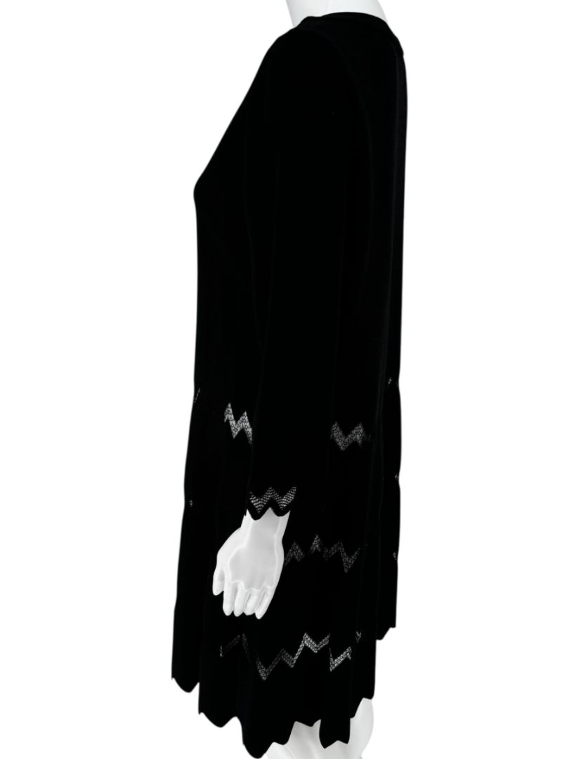 Alaïa Paris Black Zigzag Lace-Trim Knit Dress - Size 44