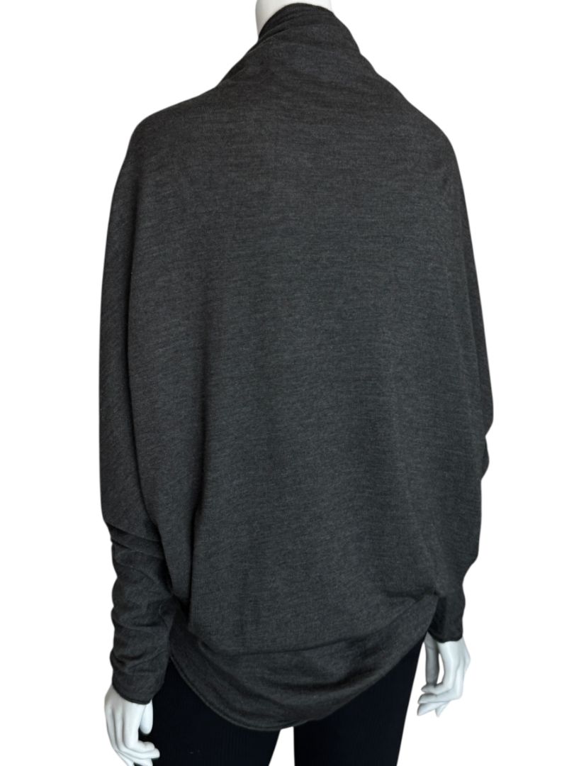 Donna Karan Charcoal Gray Cashmere Wool Silk Draped Cowl Sweater - Size M