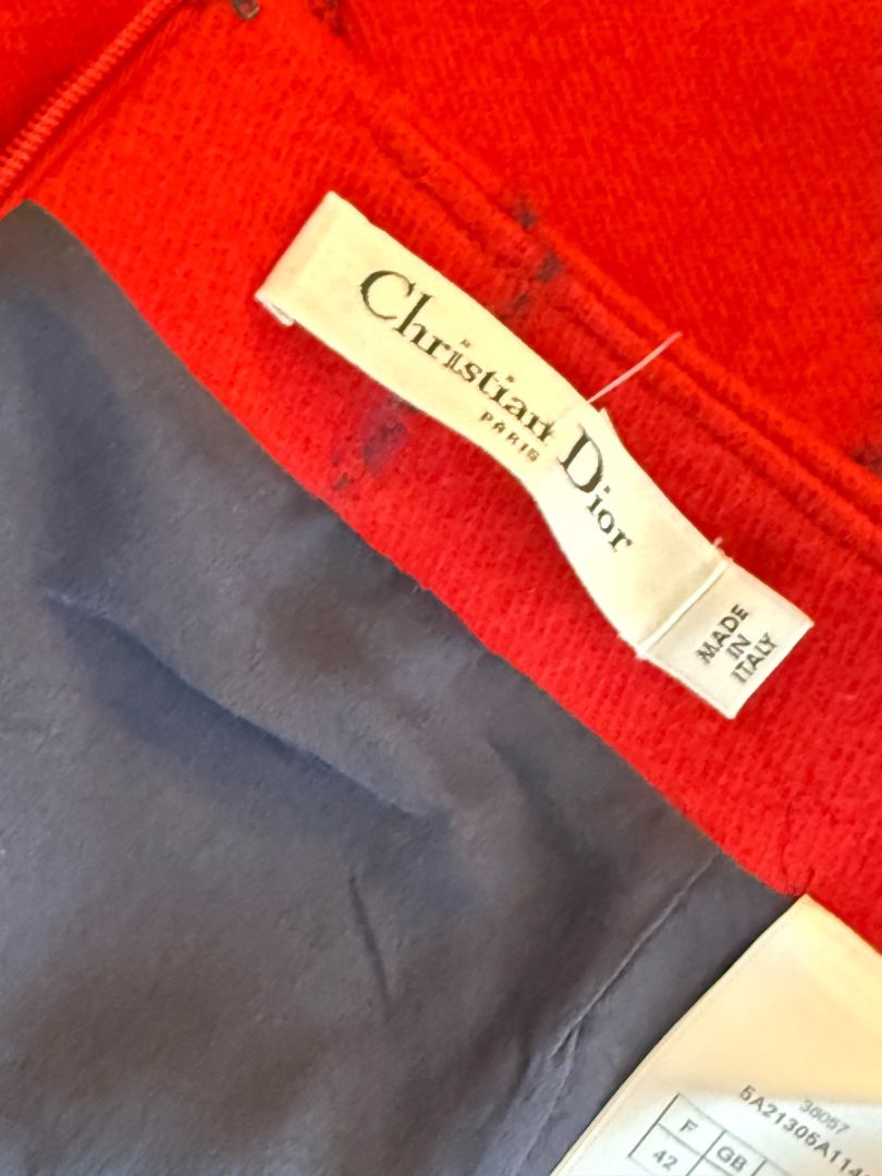 Christian Dior Red Wool Blend Windowpane Skirt – Size IT 46 (US 10)
