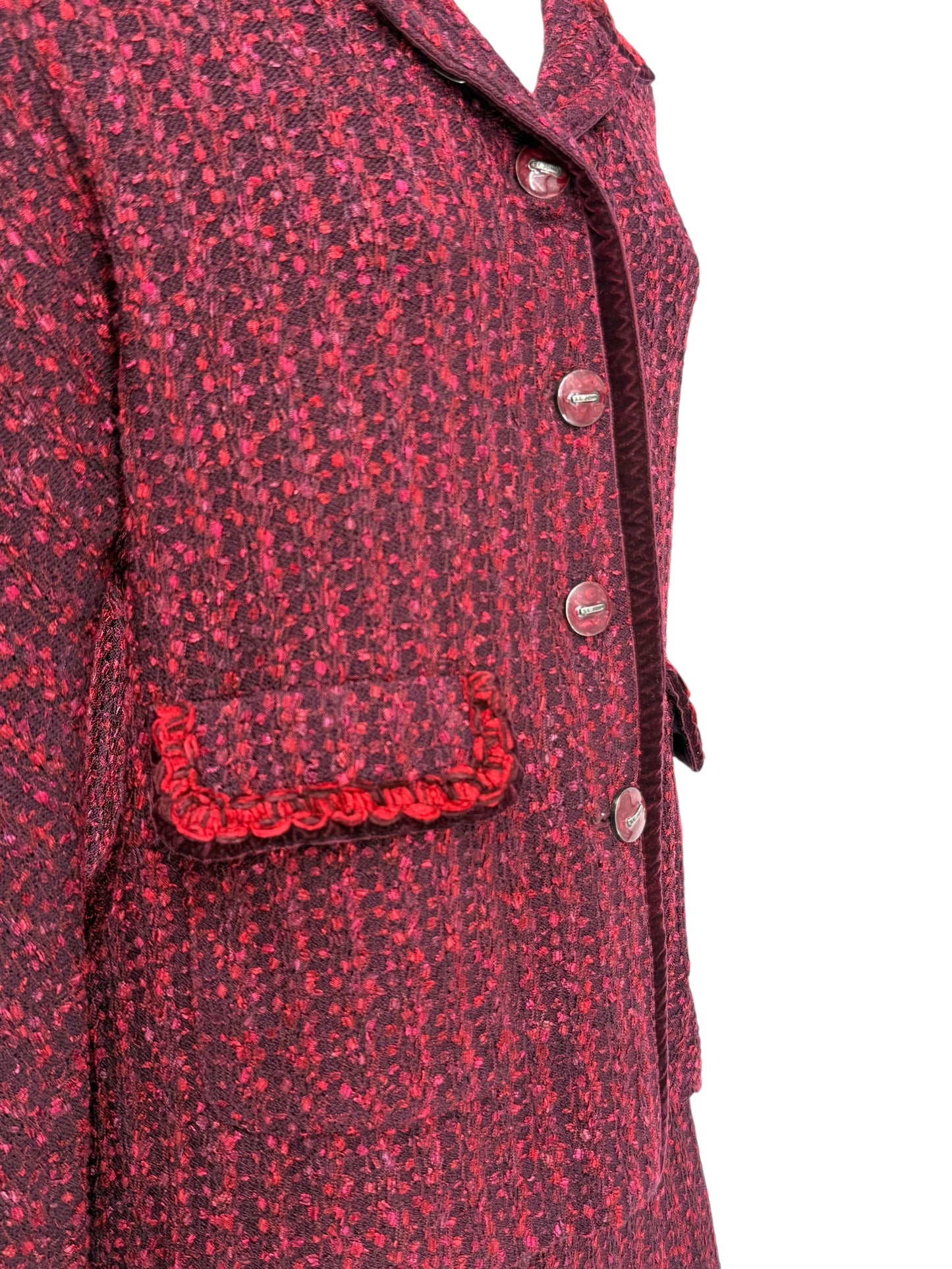 St. John Collection Red & Burgundy Knit Skirt Suit - Size 6