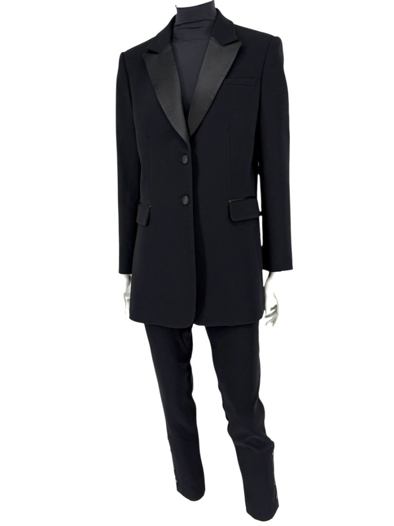 Altuzarra Black Satin-Lapel Tuxedo Blazer & Pants Set – Size IT 44 (US 10