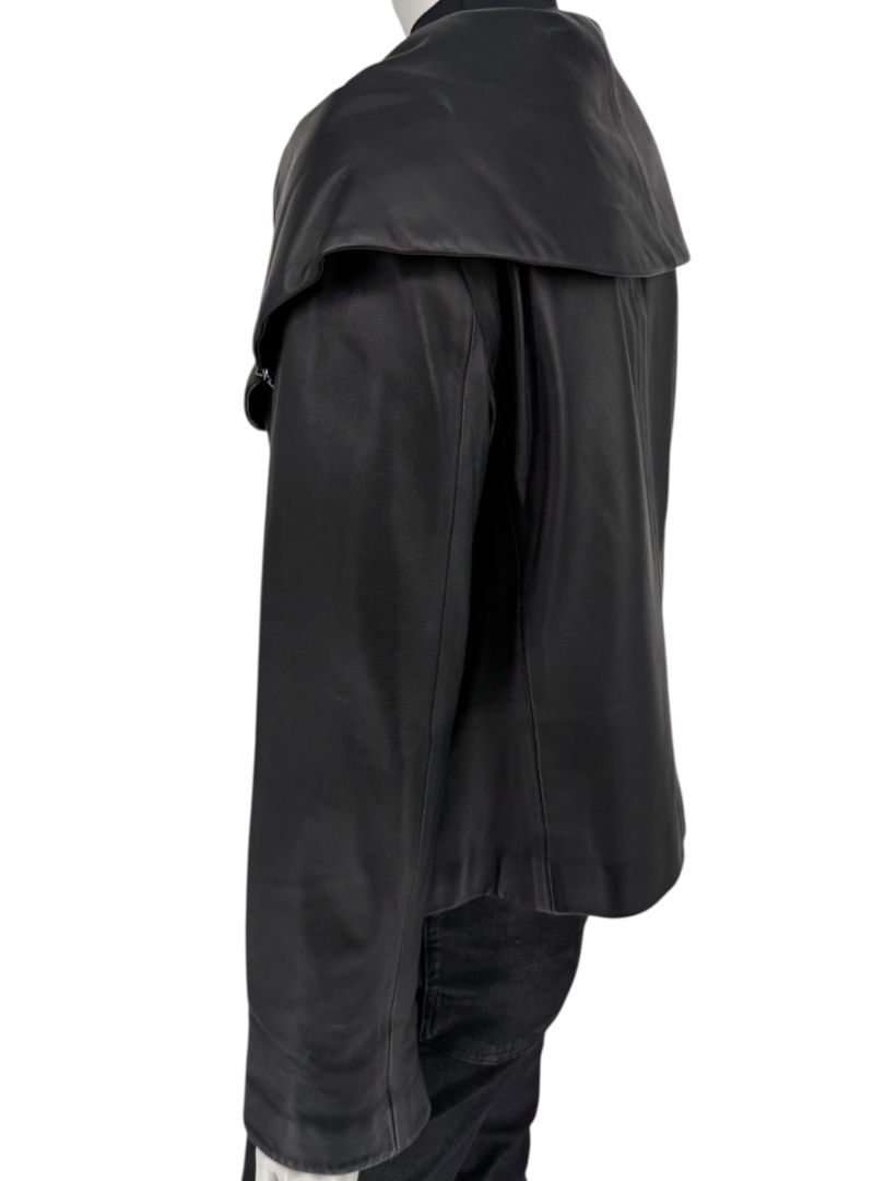 Armani Collezioni Black Leather Sculpted Jacket – Size 12