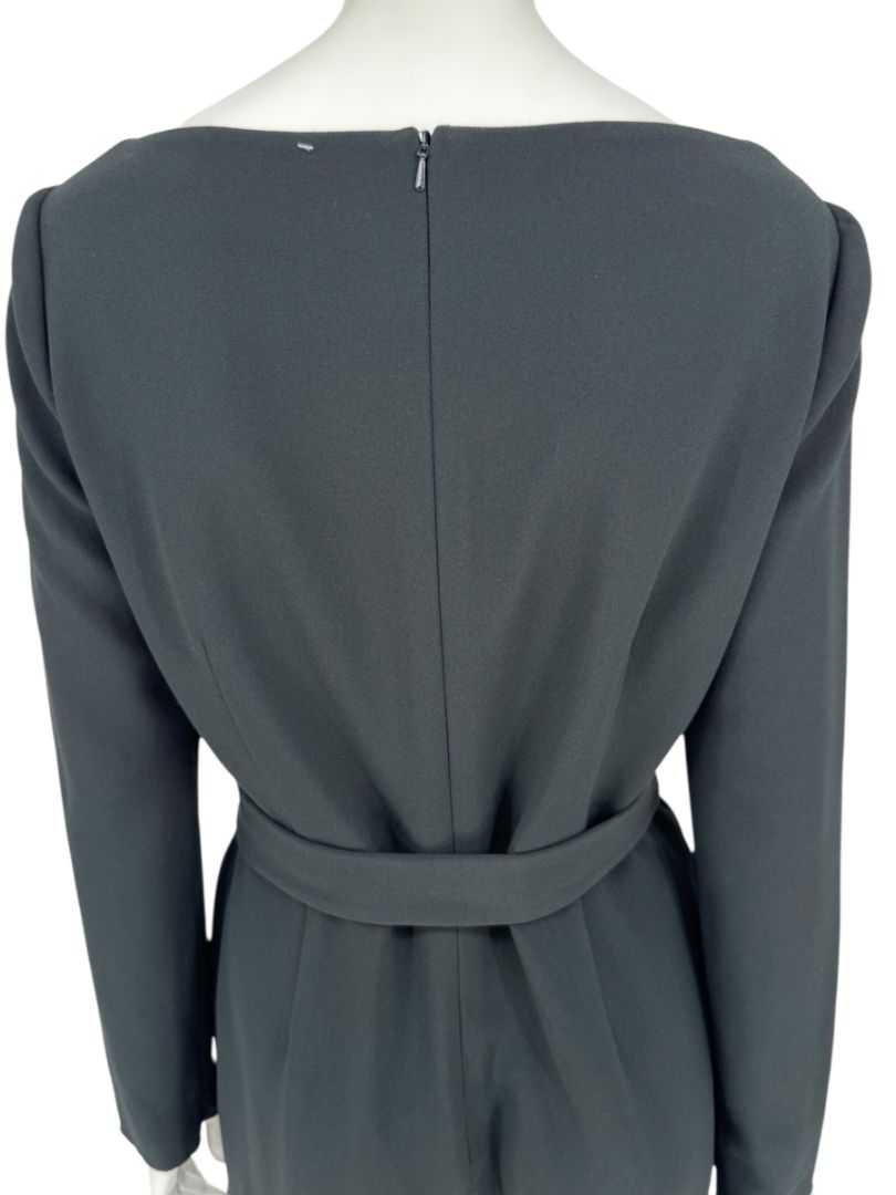 Pamella Roland Black Crepe Long Sleeve Jumpsuit – Size: Large