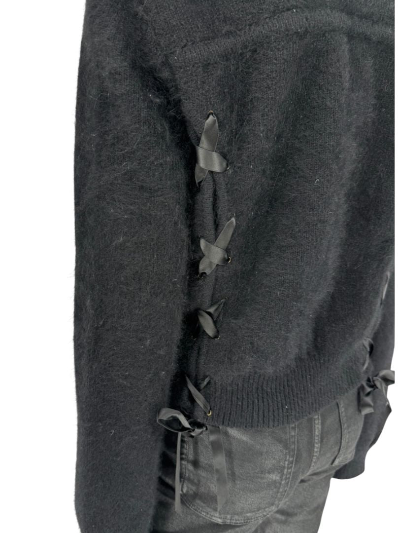 Christian Dior Black Angora-Wool Wrap Sweater – Size 44 (FR) / 12 (US)