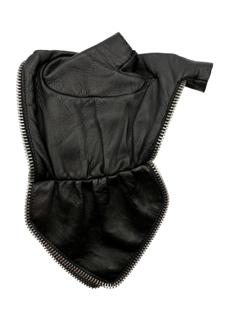 Chanel Black Lambskin Fingerless Gloves with Silver Zipper Trim – Size 7½