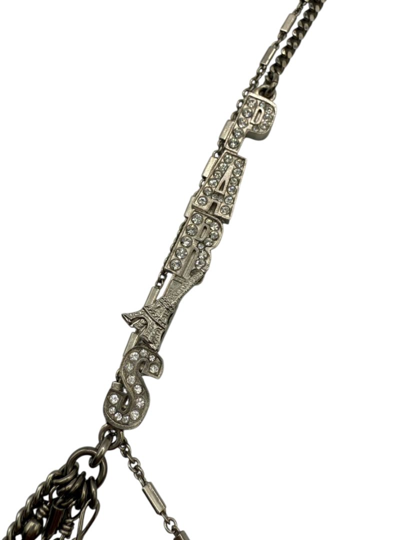 Chanel Silver Multi-Strand “Paris London” Crystal Chain Necklace