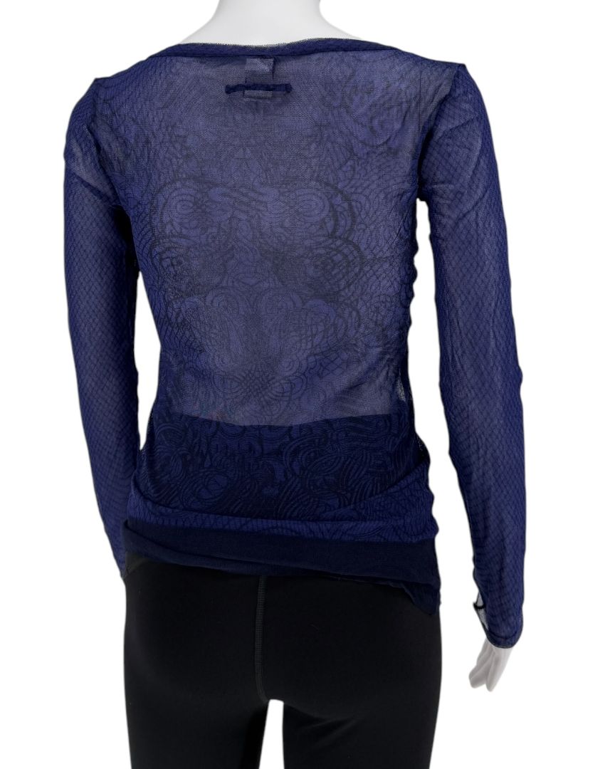 Jean Paul Gaultier Maille Femme Printed Mesh Top - Large