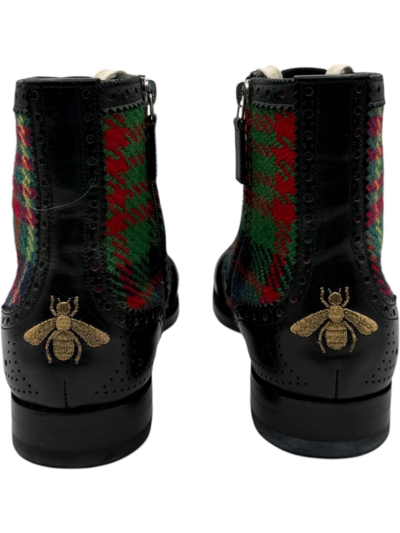 Gucci Tartan Wool & Leather Buckle Combat Boots – Men’s Size 6 (EU 40)