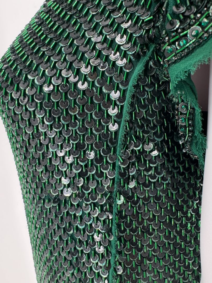 Pamella Roland Emerald Sequin Embellished Dress
